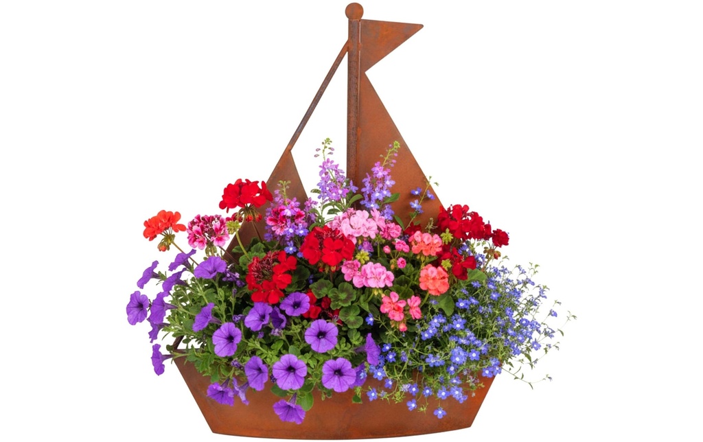 relaxdays Pot de fleur Bateau, Marron rouille