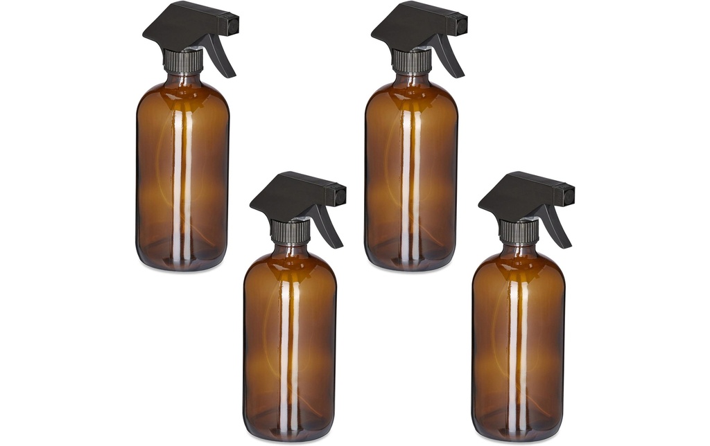 relaxdays Flacons pulvérisateurs 500 ml, brun, 4 pièces