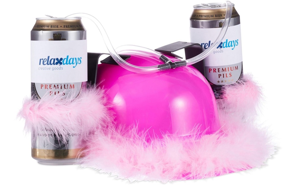 relaxdays Accessoires de fête Casque d'hydratation avec boa à ressort 13 x 32 cm, Rose