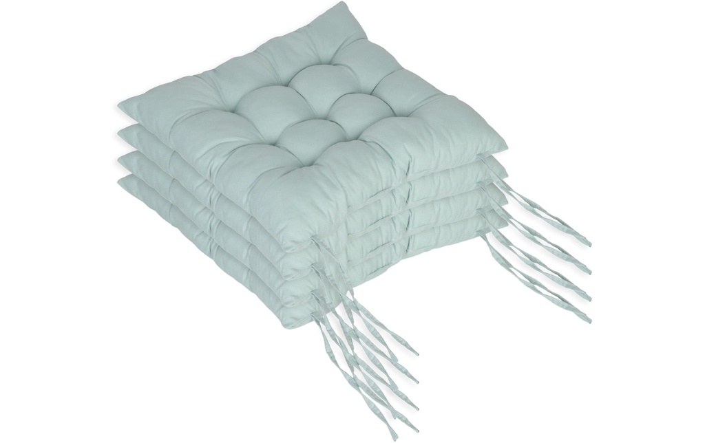 relaxdays Coussin de chaise 40 x 40 cm, vert clair, 4 pièces