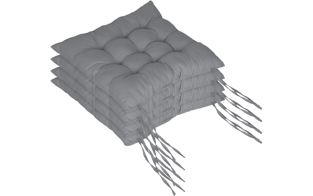 relaxdays Coussin de chaise 40 x 40 cm, gris clair, 4 pièces