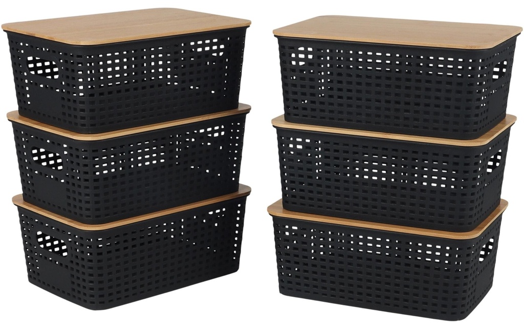 relaxdays Boîte de rangement Set de 6 pièces, noir