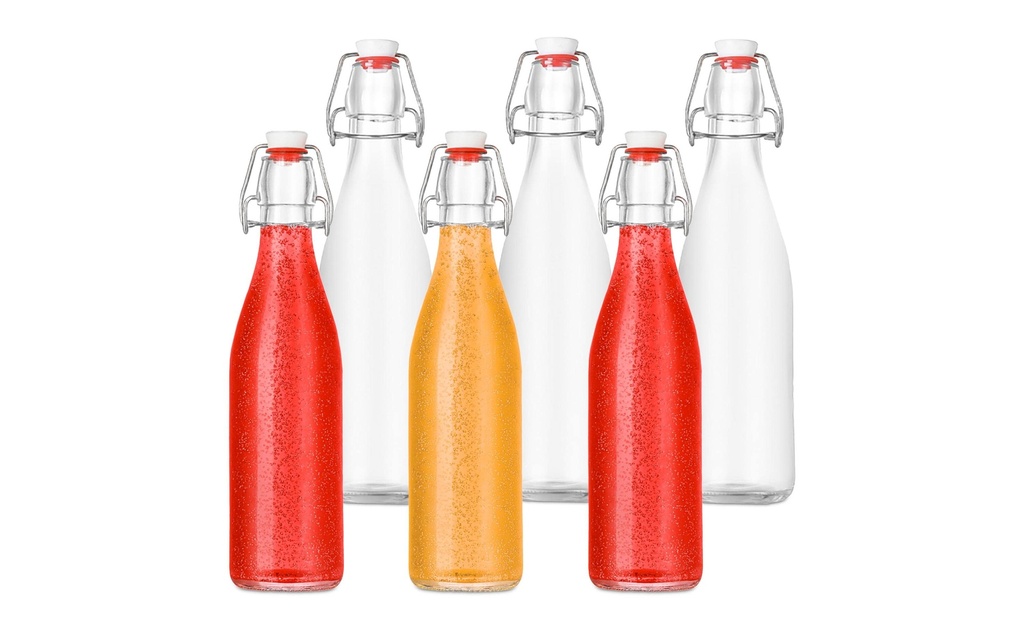 relaxdays Bouteilles pour conserves avec fermeture à étrier 500 ml, 6 Pièce/s