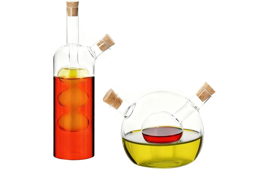 relaxdays Huilier et vinaigrier Transparent, 2 pièces