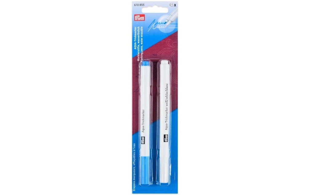 Prym Marqueur d’astuces Turquoise / blanc 2 pièces, solubles dans l'eau