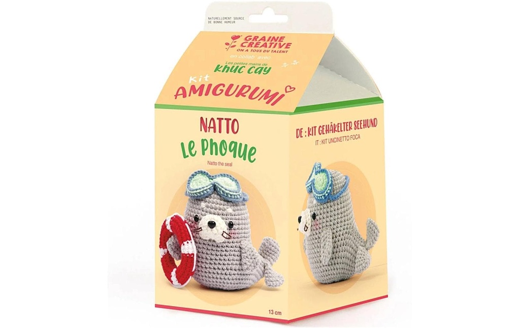 Graine Créative Kit de crochet Amigurumi Natoo le phoque 13 cm