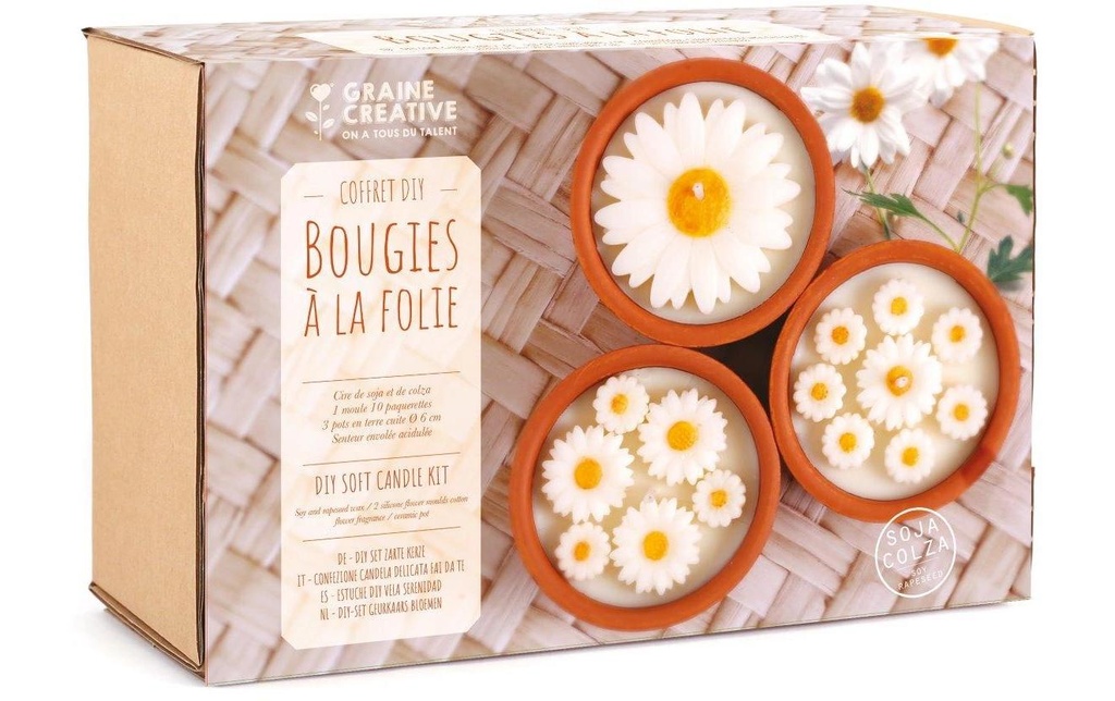 Graine Créative Kit de bougies DIY marguerite Cire céramique