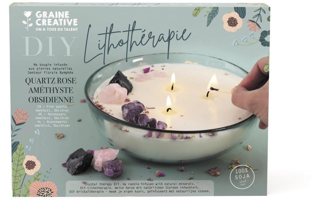 Graine Créative Set de bougies DIY Cire de soja Récipient en verre