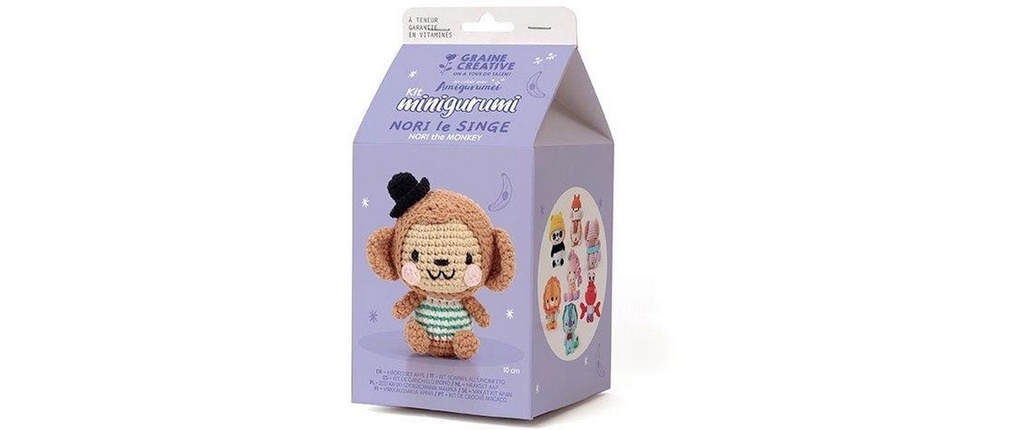 Graine Créative Kit de crochet Amigurumi singe Nori Marron 10 cm