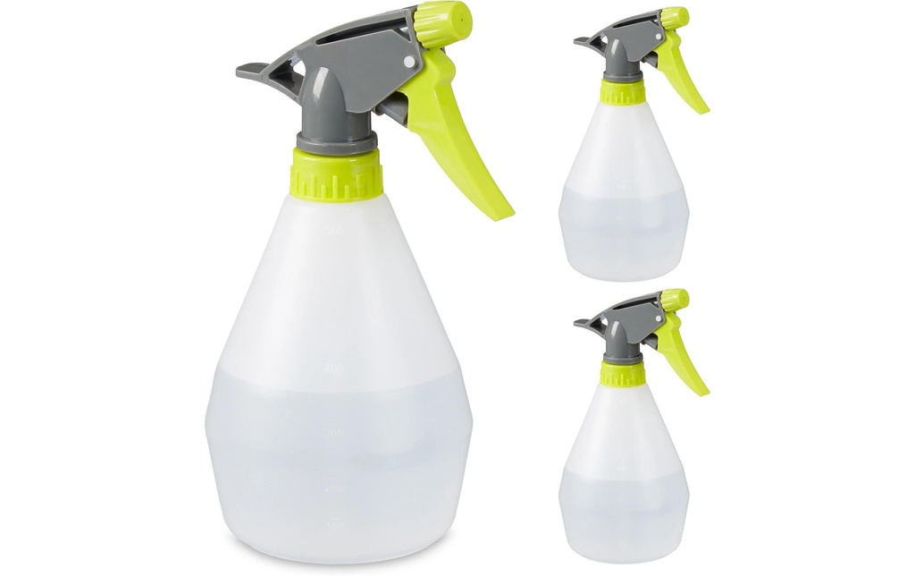 relaxdays Vaporisateurs pour plantes, Blanc / Vert, 500 ml, 3 pièces