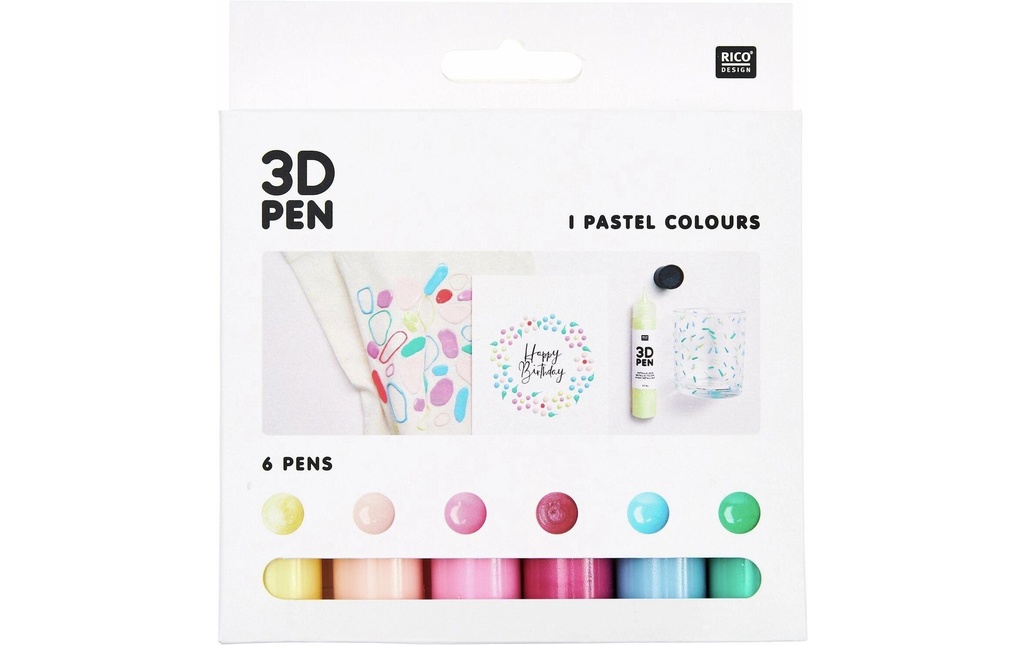 Rico Design Peinture pour bricolage 3D Pen Pastel 6 x 27 ml