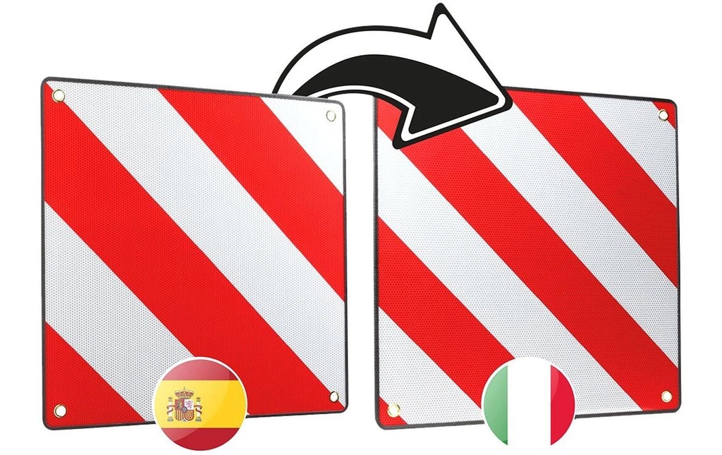 CPC Panneau de signalisation en surplomb 2-en-1 Italie + Espagne, 50 × 50 cm