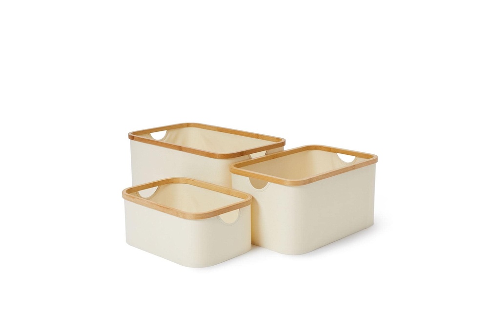 Lumaland Boîte de rangement avec couvercle 3 pièces, Beige