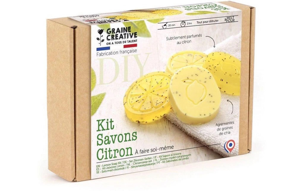 Graine Créative Kit DIY Savons Citron avec des graines de chia