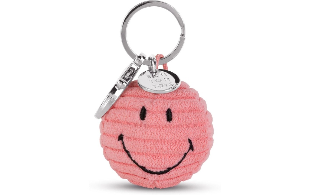 Bon Ton Toys Porte-clés Smiley ECO velours côtelé rose 4.5 cm