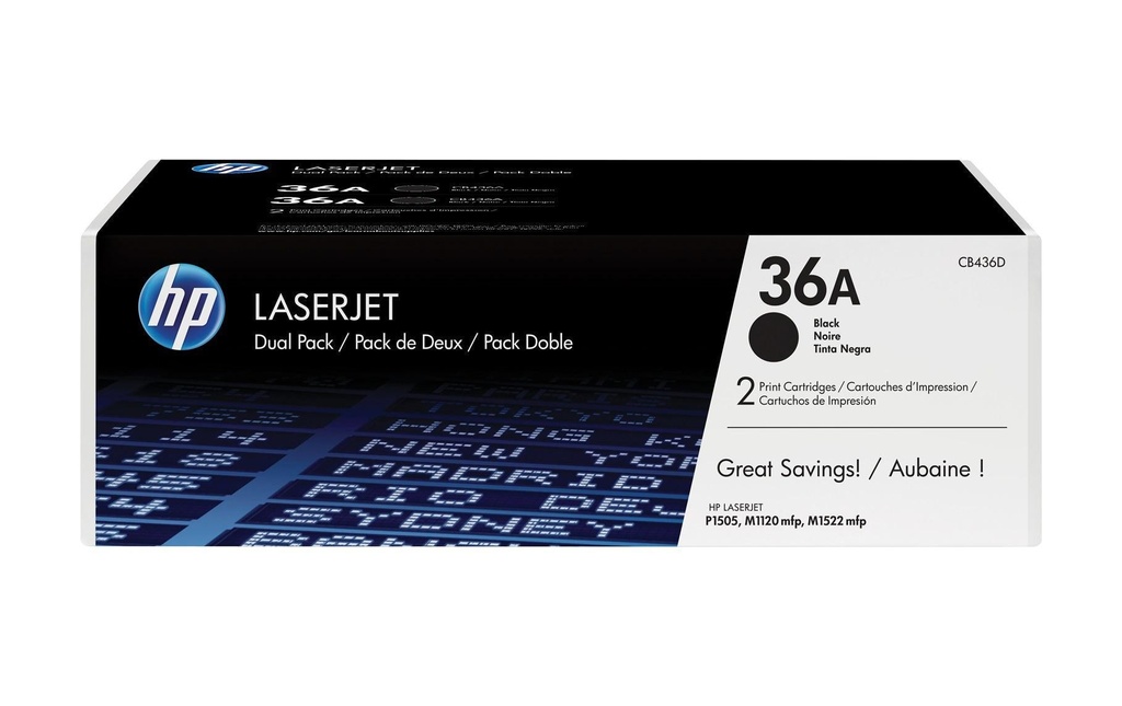 HP Toner Nr. 36A (CB436AD) Black (paquet de 2)