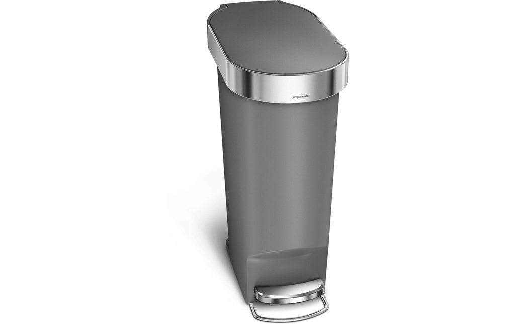 Simplehuman Poubelle à pédale Slim Step Can 40 l Gris