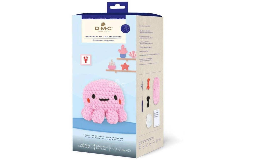 DMC Kit de crochet Amigurumi XL Ollie la pieuvre 13 cm