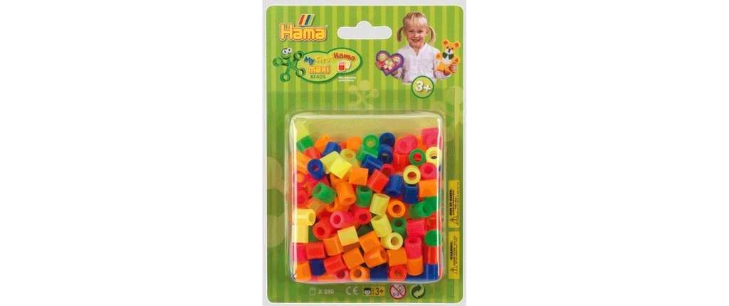 Hama Perles à repasser Maxi Mélange de néons, 250 pièces