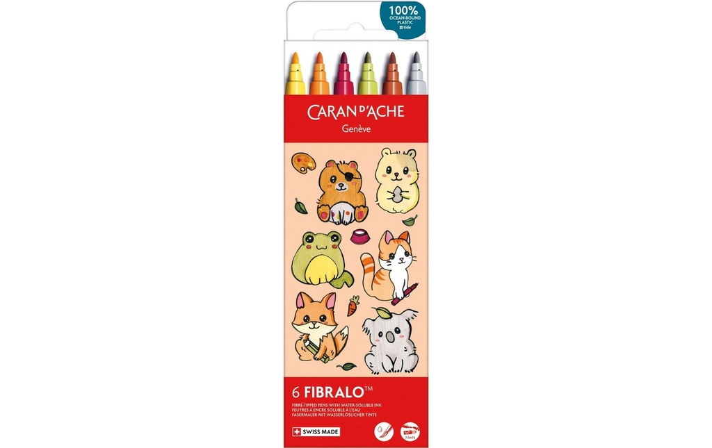 CARAN D'ACHE Feutre Fibralo Kaw.Animals (6 pces)