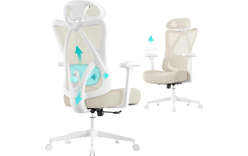 Songmics Chaise de bureau avec soutien lombaire et appui-tête réglables