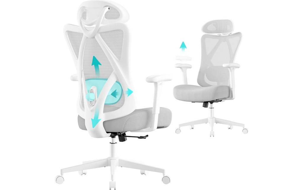 Songmics Chaise de bureau avec soutien lombaire et appui-tête réglables