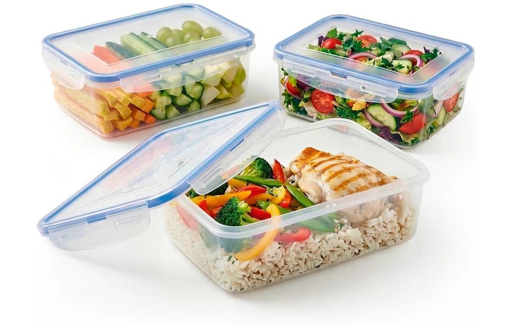 GOURMETmaxx Boîte à provisions Click-it 1.2 l, transparent / bleu, set de 3 pièces