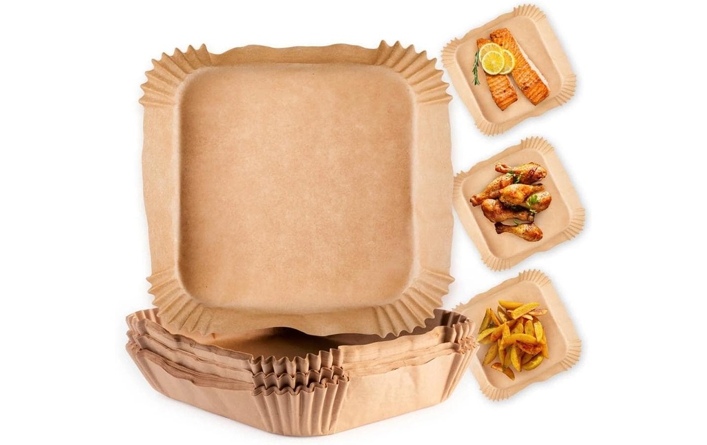 GOURMETmaxx Barquettes en papier sulfurisé, 23 x 23 x 4.5 cm, 50 pièces