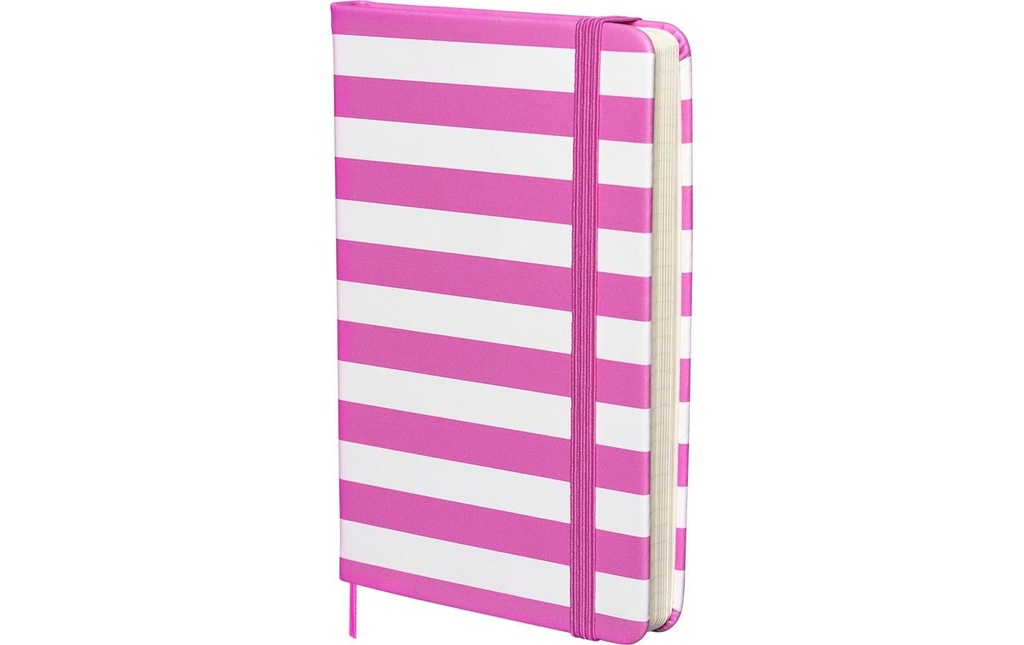 Kolma Bloc-notes A6 Stripy, quadrillé, flamant rose/blanc