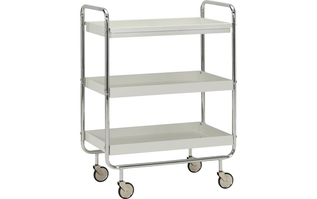 House Doctor Chariot à bar HDRoll, 62 x 38 x 85 cm, argent / blanc