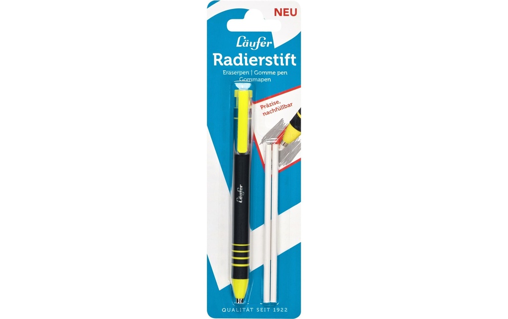 LÄUFER Crayon gomme+2recharges jaune (3 pces)