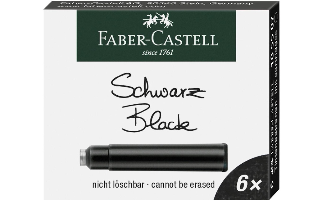 FABER-CASTELL Cartouches d'encre noir (6 pces)