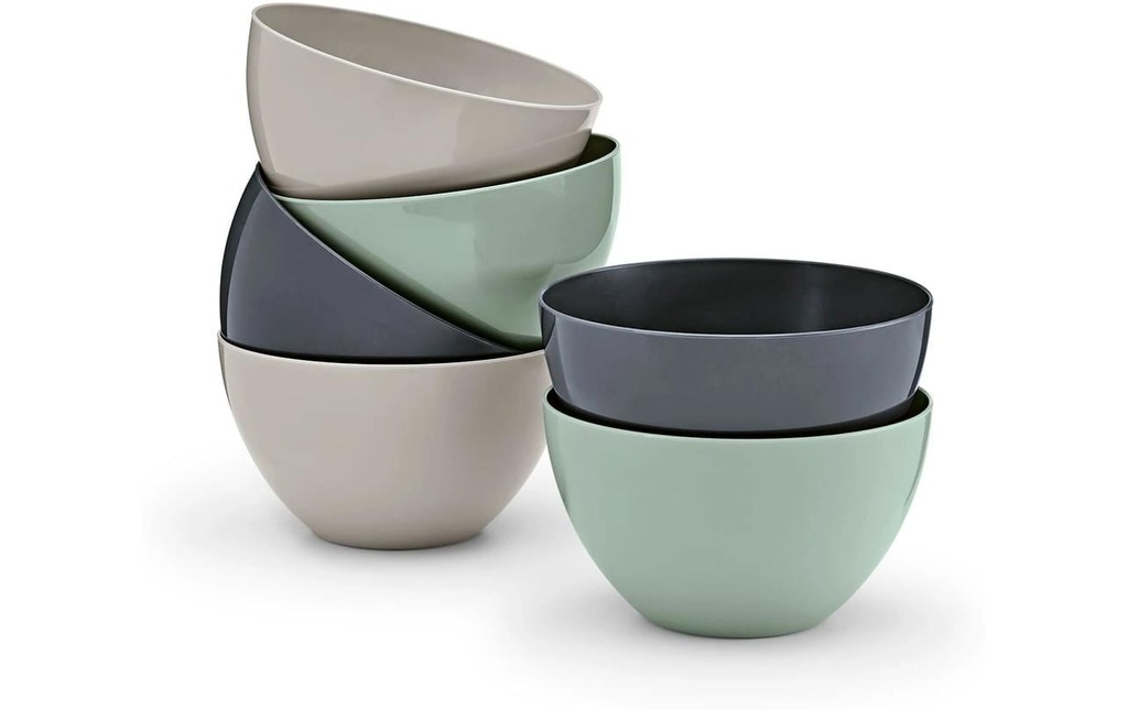 GOURMETmaxx Bol 500 ml, Lot de 6, beige / vert / gris foncé