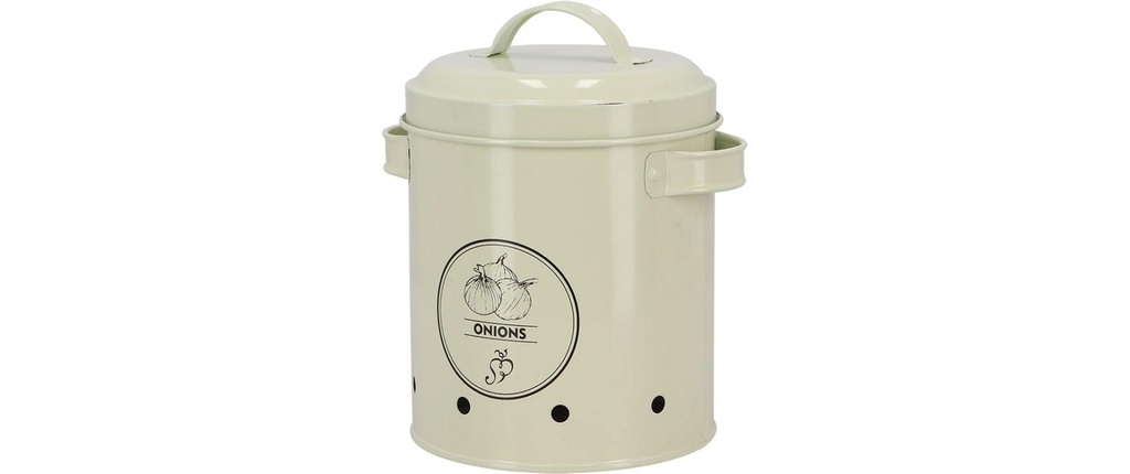 Esschert Design Boîte de stockage pour oignons Métal 2.1 l Beige Rond