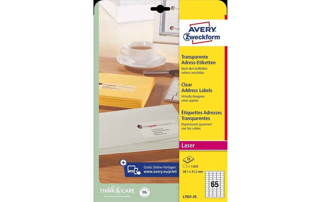 AVERY ZWECKFORM Etiq.adresse transp.38.1x21.2 (25 pces)