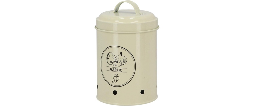Esschert Design Boîte à ail Boîte à provisions Acier au carbone Crème 1.12 l