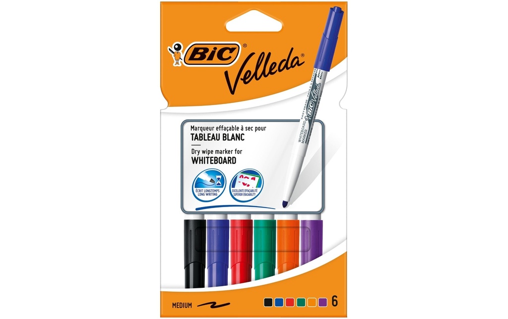 BIC VELLEDA Whiteboard margu.1741 ass.à 6 (6 pces)