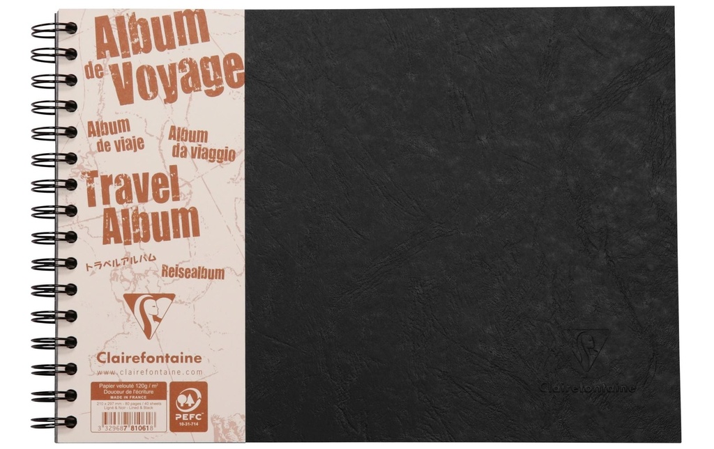 [120781061] CLAIREFONTAINE Album voyage AgeBag A4obl.noir (40 pces)