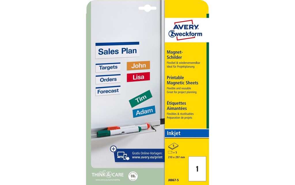AVERY ZWECKFORM Etiq.magnétique A4 blanc (5 pces)