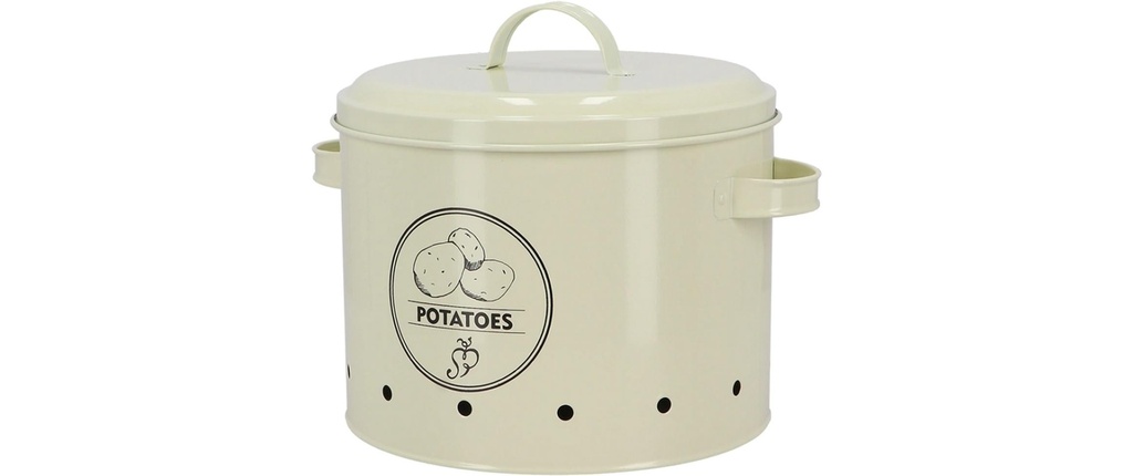 Esschert Design Boîte à provisions Pommes de terre Crème ronde