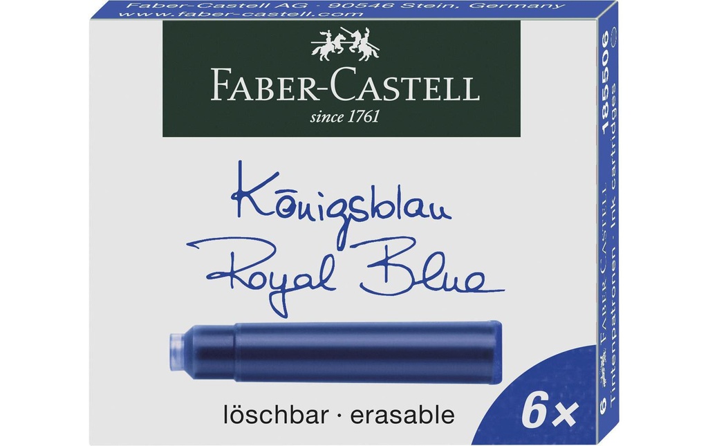 FABER-CASTELL Cartouches d'encre bleu royale (6 pces)