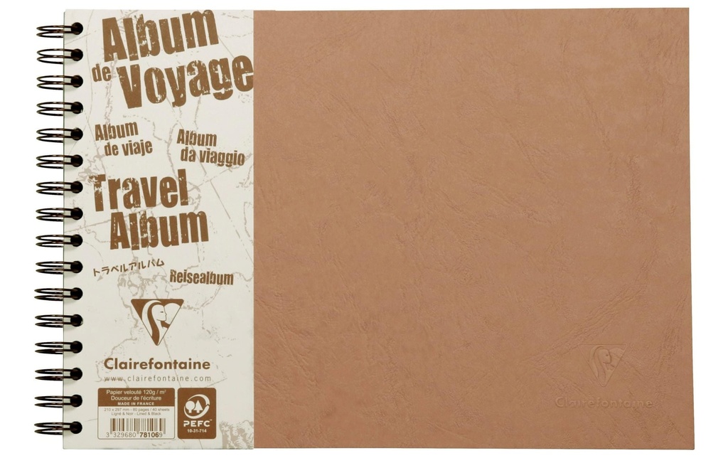 CLAIREFONTAINE Album voyage AgeBag A4obl.brun (40 pces)