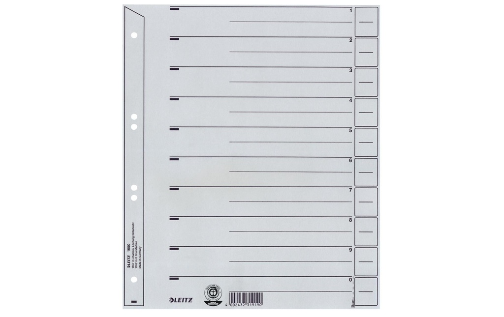 LEITZ Intercalaire A4 gris 100pcs (100 pces)