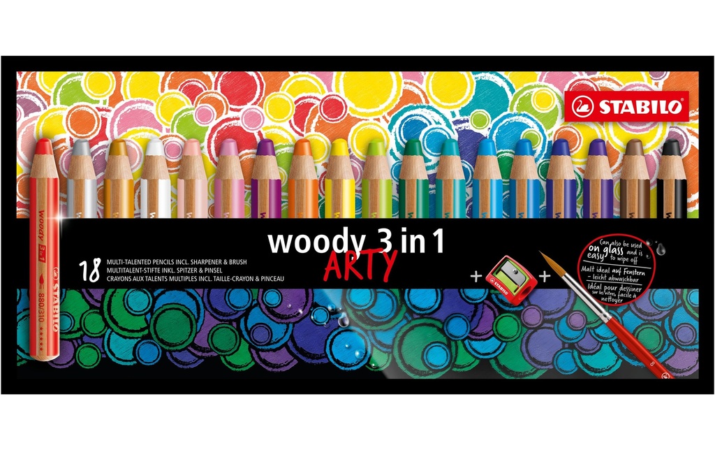 STABILO Cray.couleur WOODY 3en1 ARTY (18 pces)