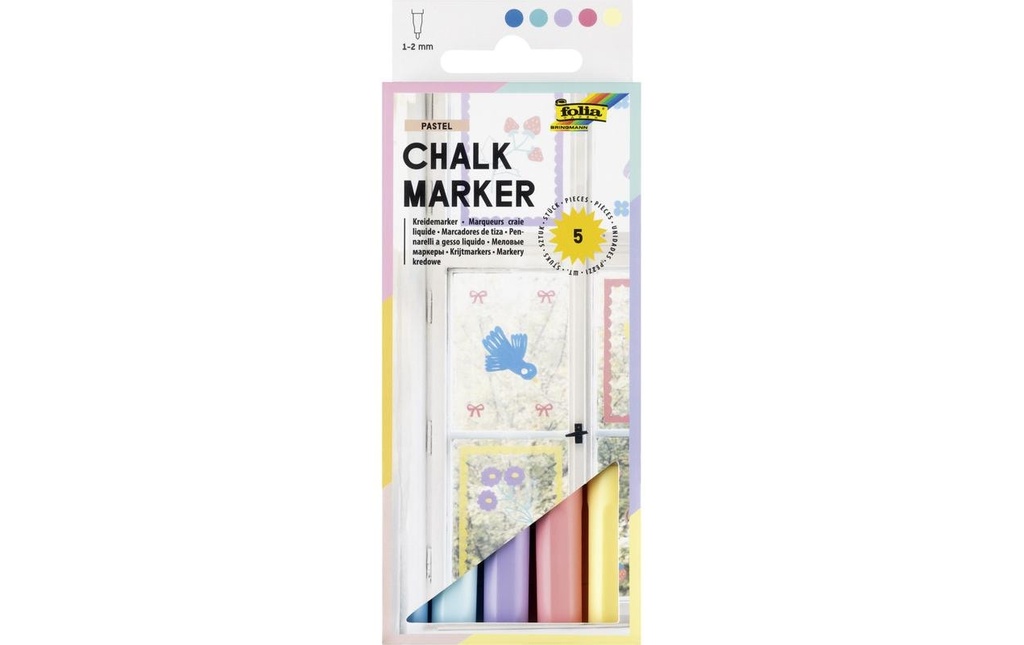 [602390569] FOLIA Set marqueurs craie Pastel 5p (5 pces)