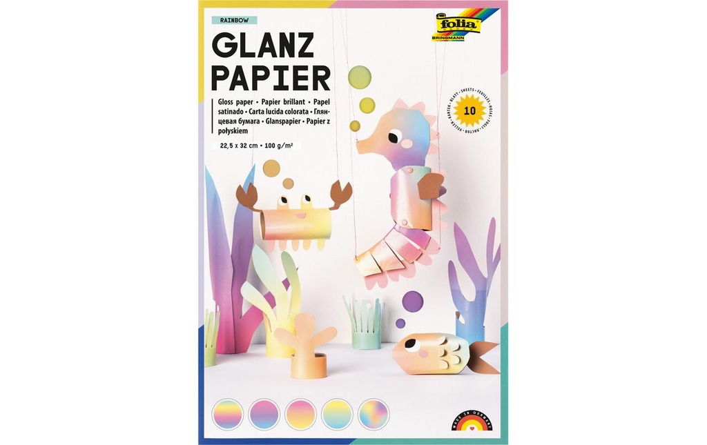 FOLIA Pap.brillant arc-en-c.22.5x32 (10 pces)