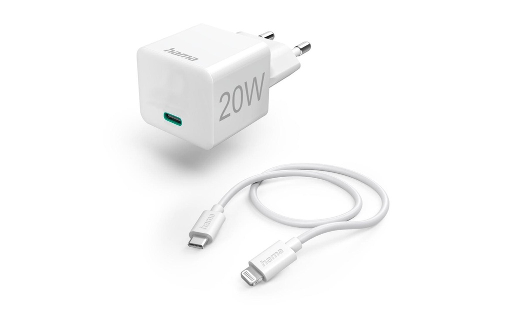 Hama Chargeur Câble de charge Lightning, PD 20 W, 1 m, blanc