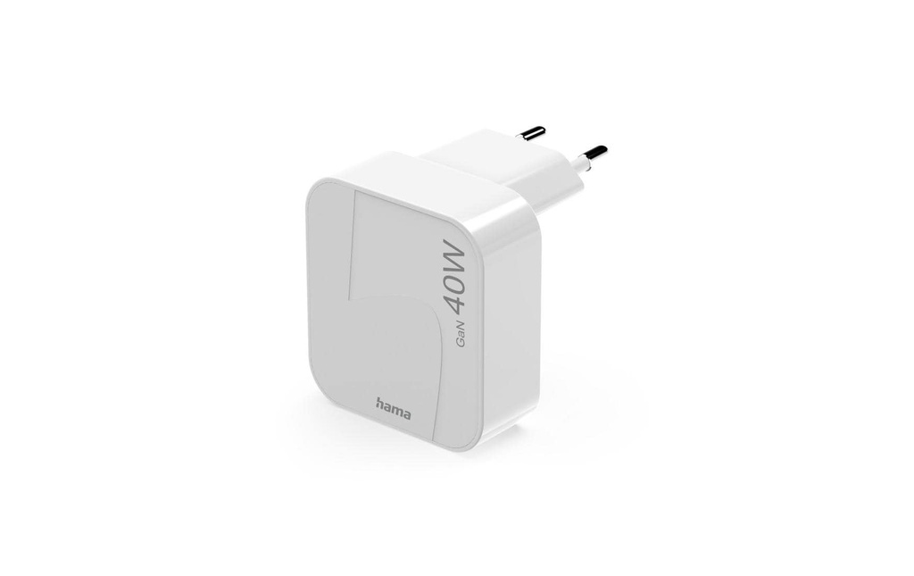 Hama Chargeur rapide GaN 2x USB-C PD 40 W Blanc