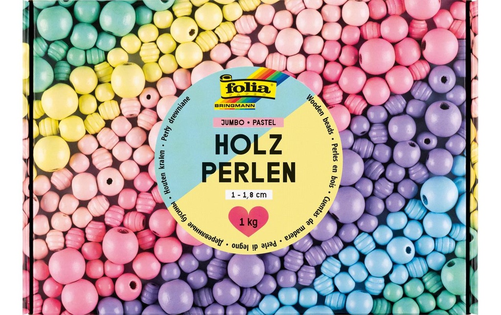 [602022993] FOLIA Perles bois PASTEL Jumbo ass. (1000 pces)