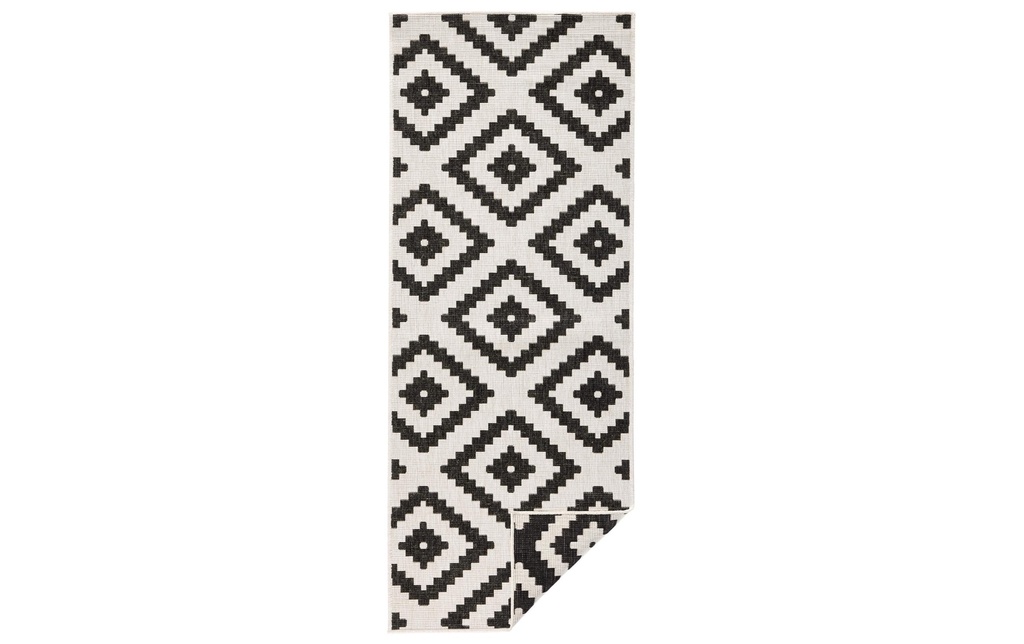 Hanse Home Malte Tapis d'intérieur et d'extérieur 80 x 250 cm, Noir/Crème